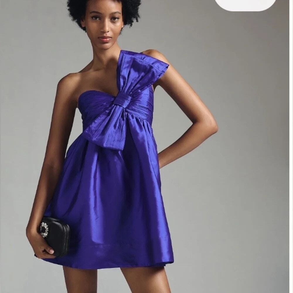 Anthropologie Atsu NWT Blue Strapless Bow Babydoll Dress Size XL